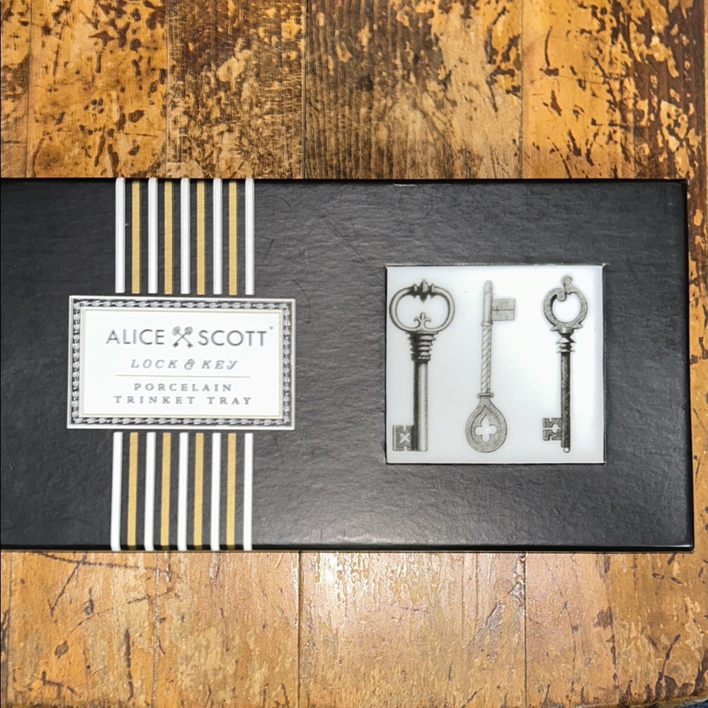 Black & White Galison Alice Scott Box Edition Porcelain Vintage Key Trinket Tray